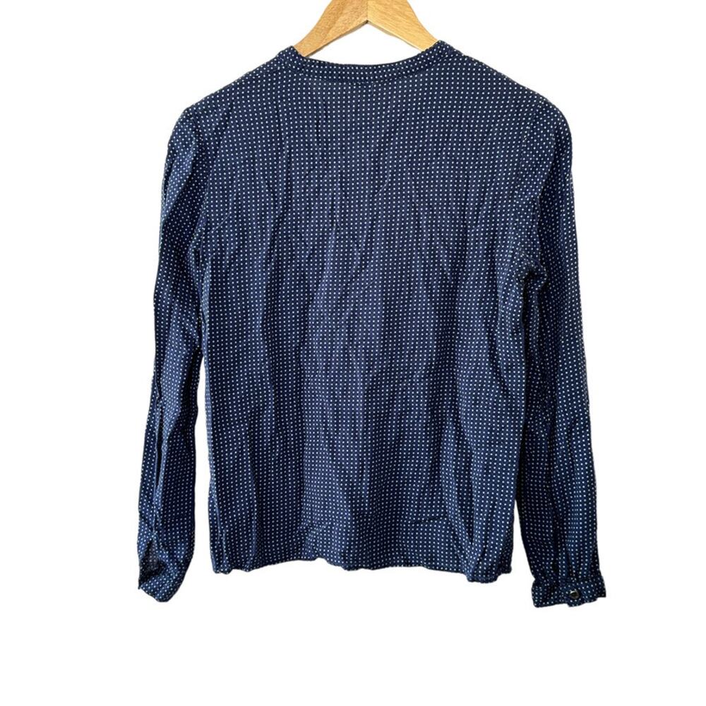 Tommy Hilfiger Navy Blue & Green Polka Dot V-Neckline Long Sleeve Top Sz Small - Picture 2 of 7